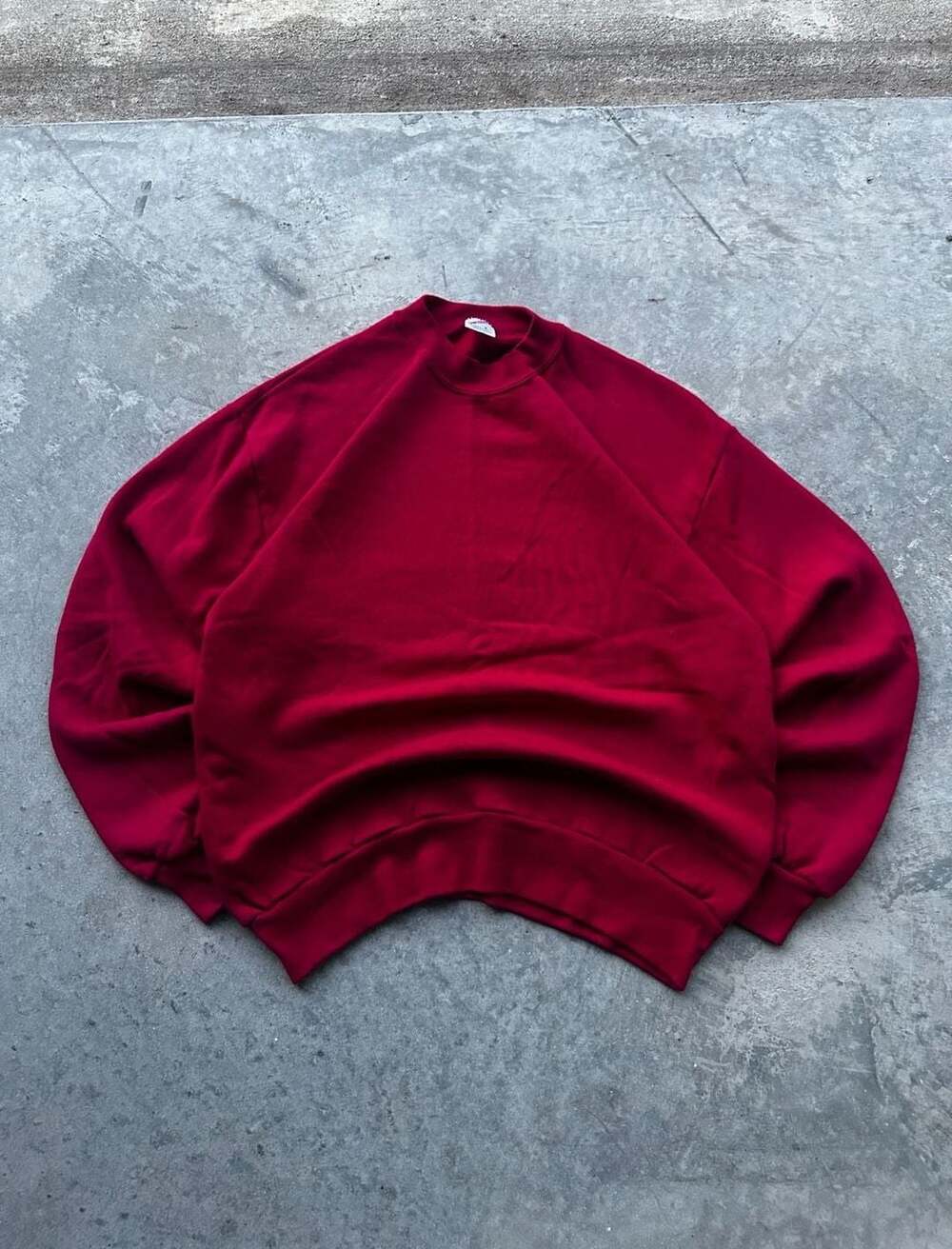 Vintage Jerzees Minimalist Solid Red Blank Crewneck Sweatshirt Large